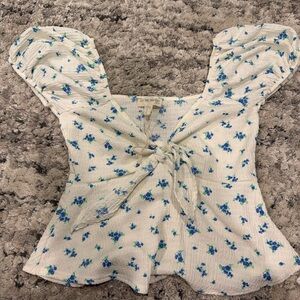 See You Monday Floral Puff Sleeve Top